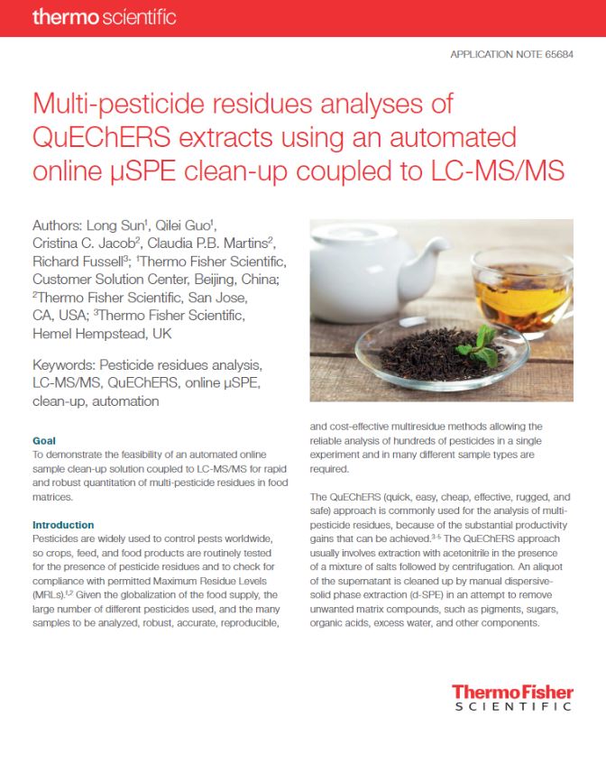 Multi-pesticide residues analyses of QuEChERS extracts 